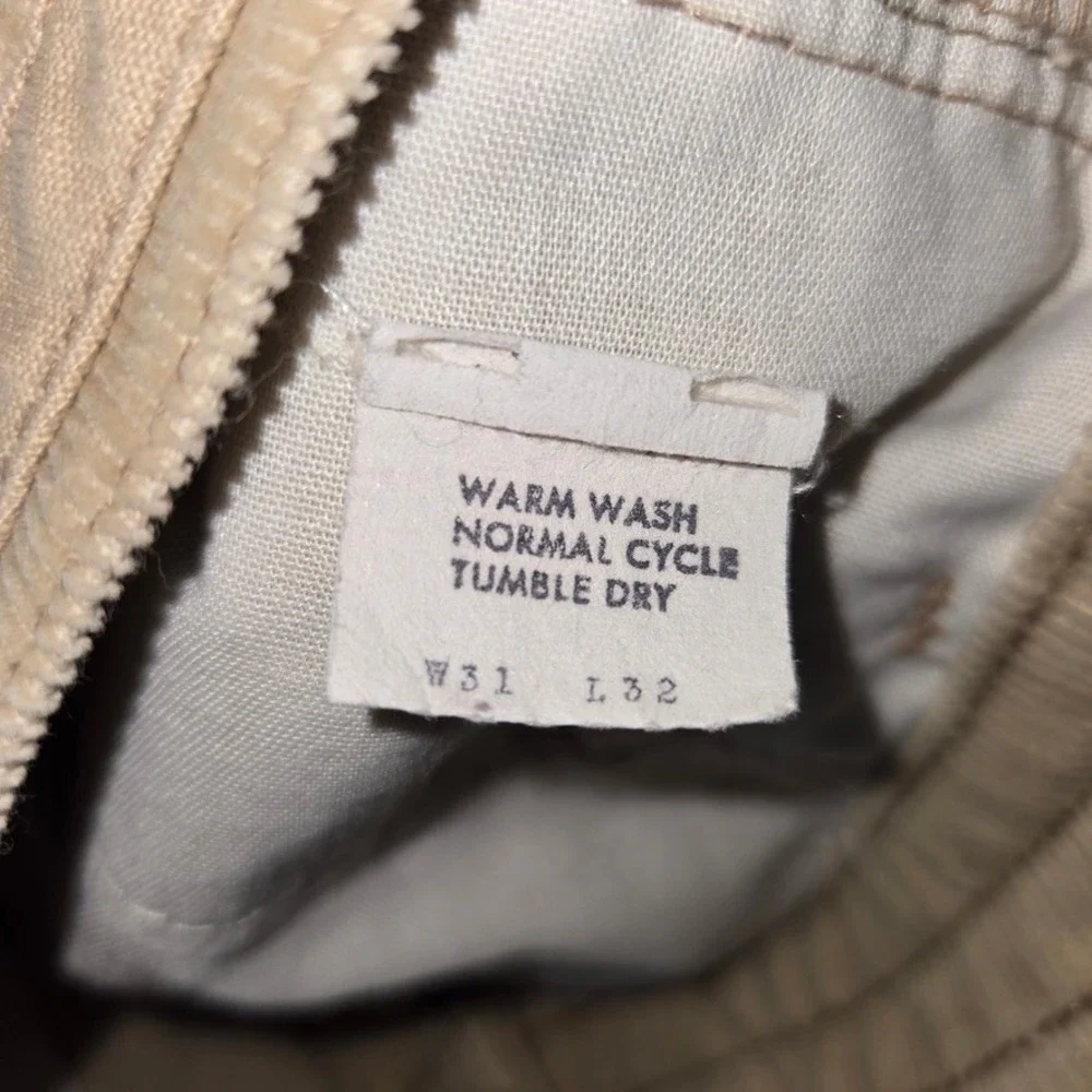 Vintage Levis 625 Tan Corduroy Bell Bottom Flare Pants White Tab 625-1521 30x31